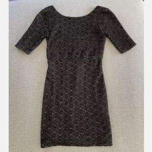 Free People Lady Pucker Bodycon Textured Mini Dress Size Small Black & Gray EUC